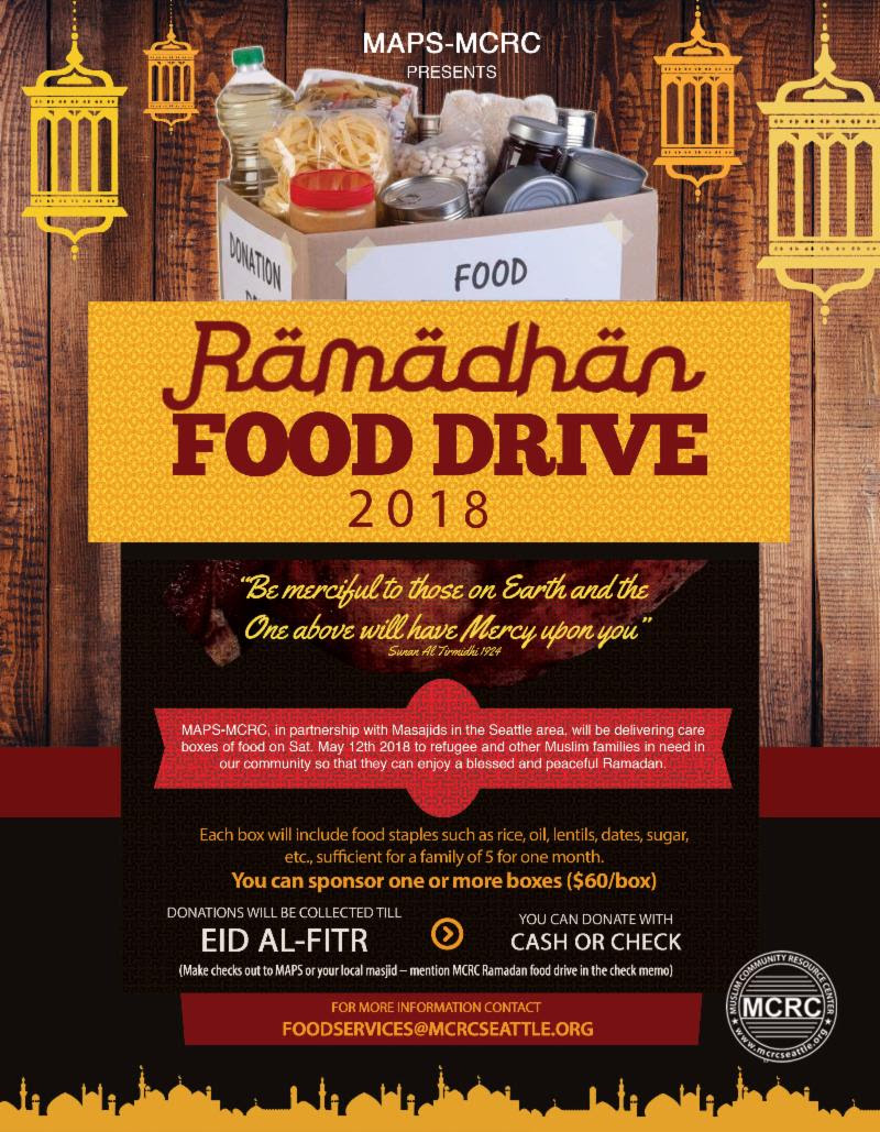 MAPS-MCRC: Ramadan Food Drive (Volunteers Needed)  Muslim 